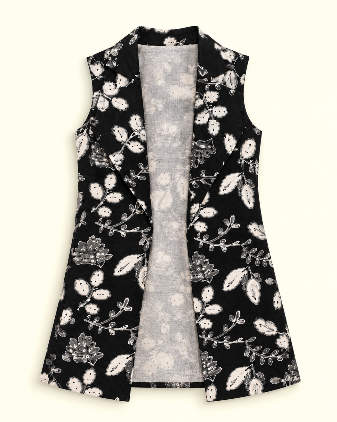Midnight Blossom | Embroidered Dress & Floral Overlay Set