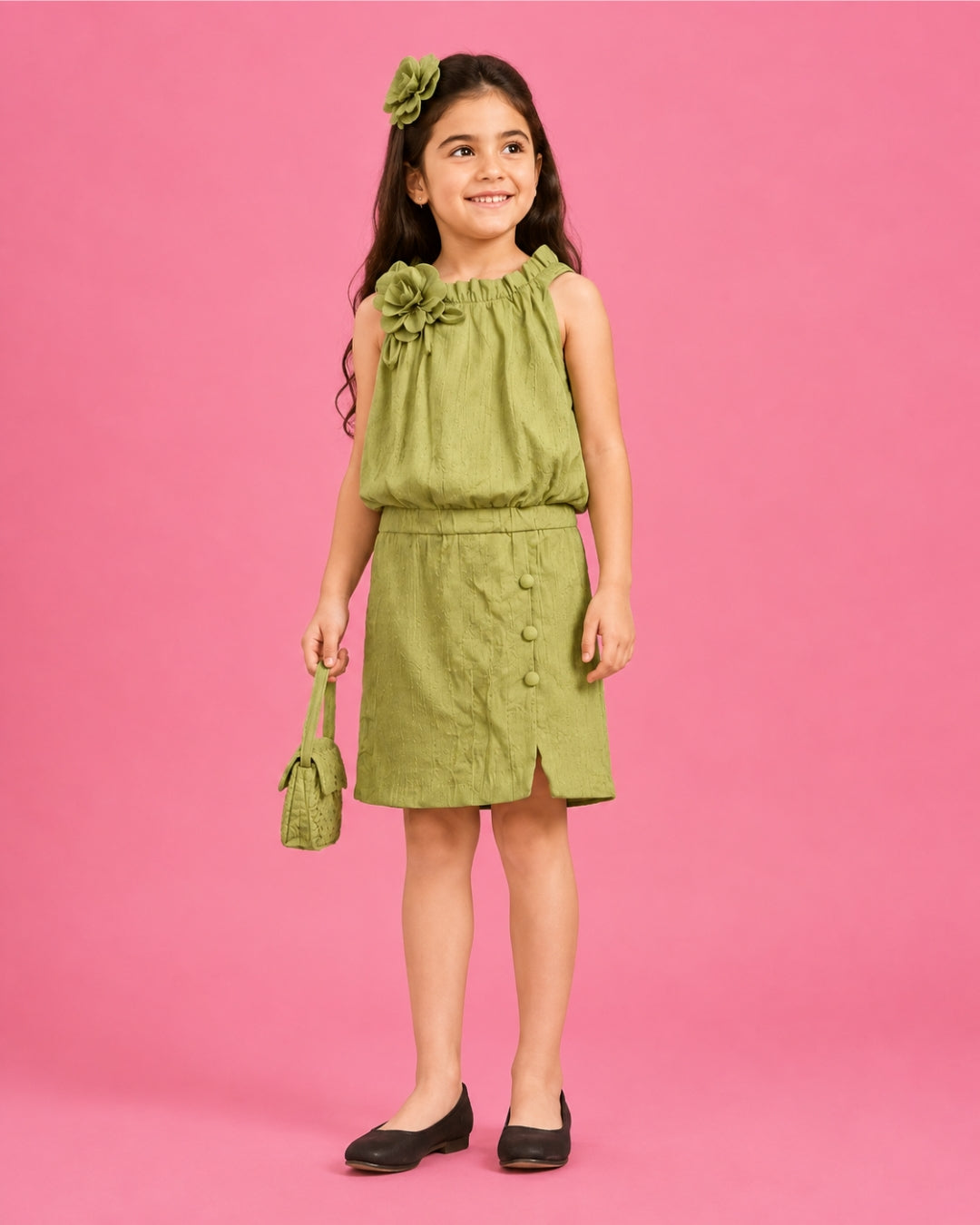 Olive Muse | Floral Textured Dress