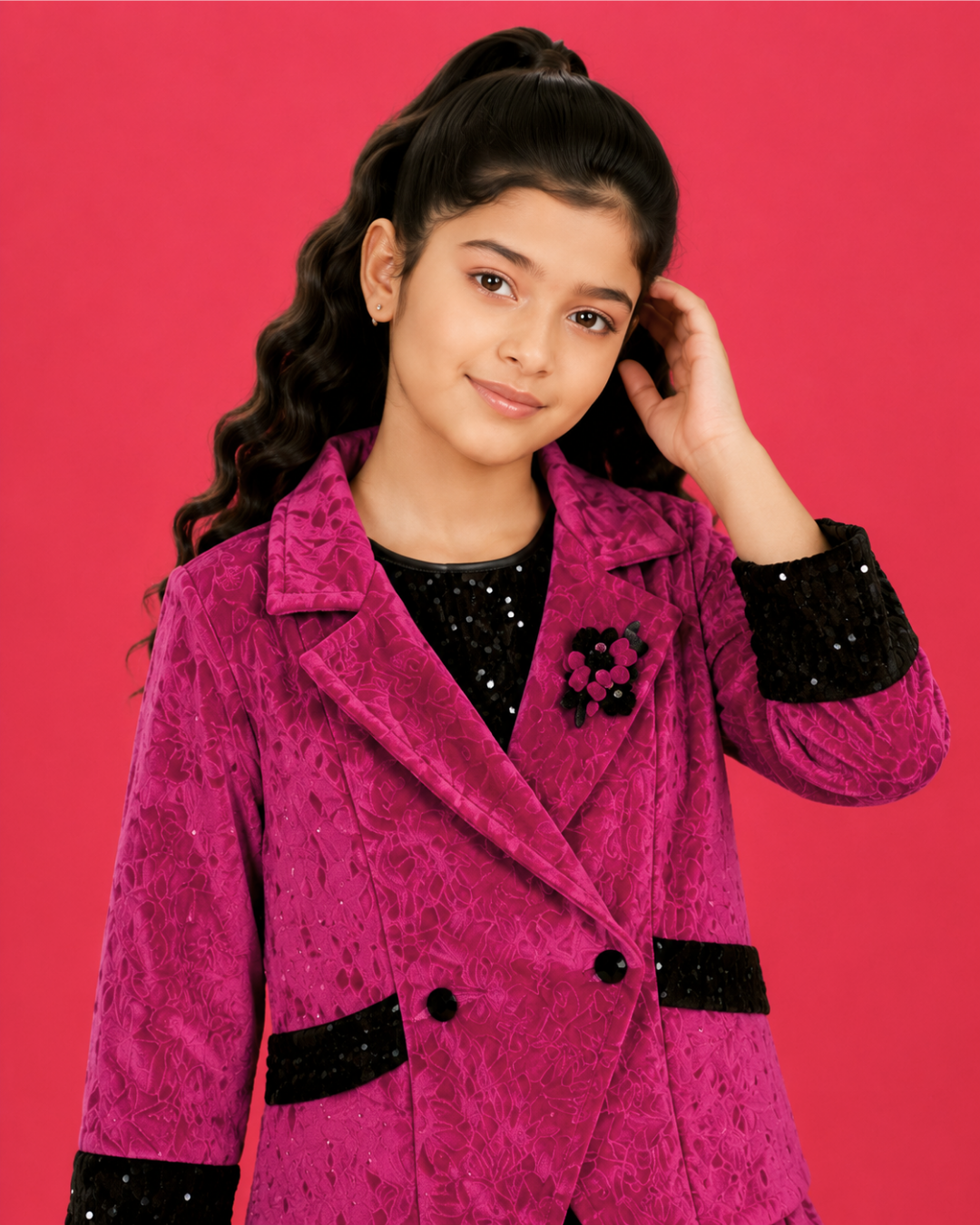 Berry Noir Sequin Jacket Set 6181--A