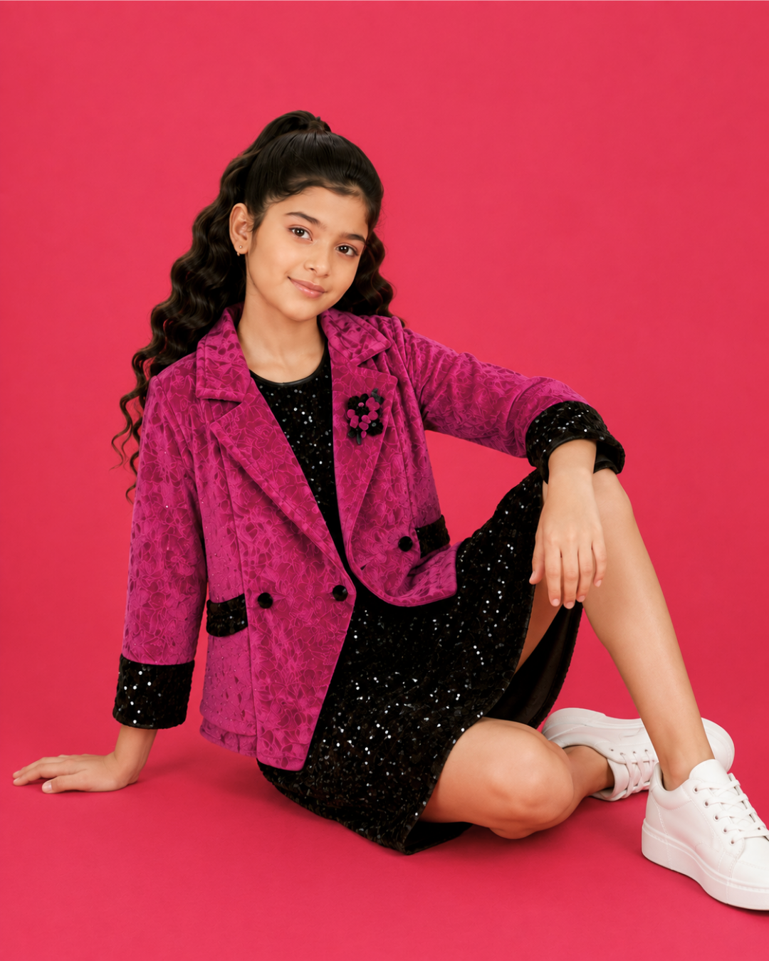 Berry Noir Sequin Jacket Set 6181--A
