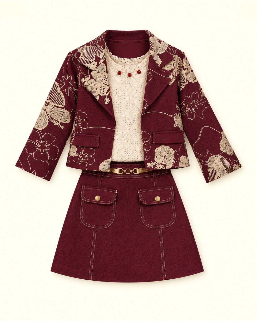 Burgundy Rebel Jacket Set  6185-b