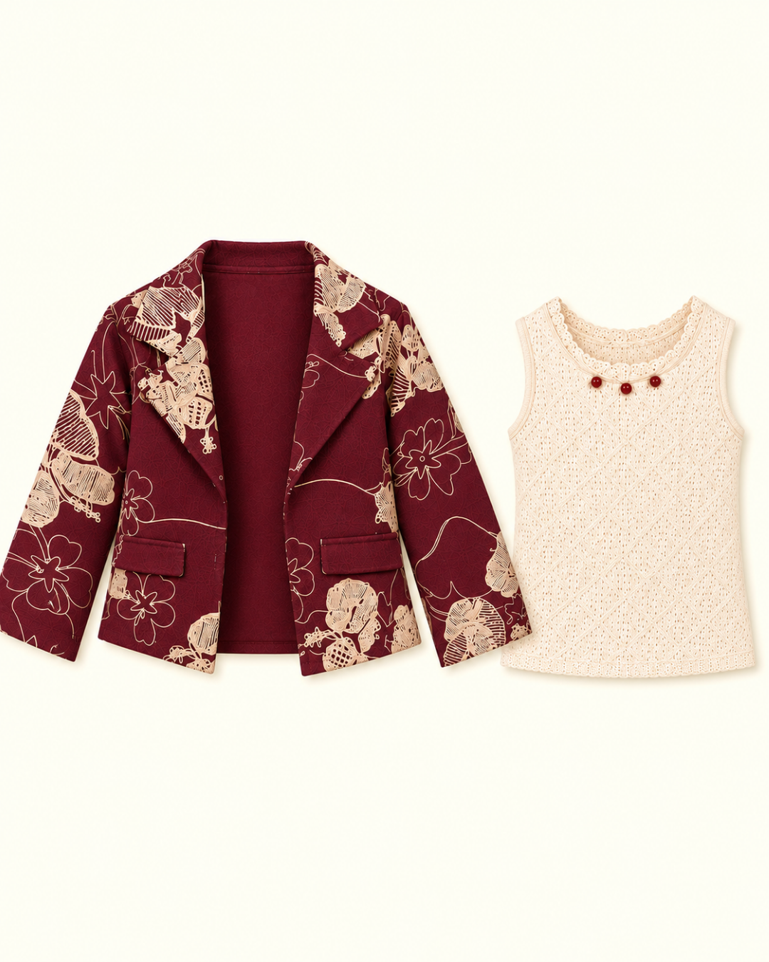 Burgundy Rebel Jacket Set  6185-b