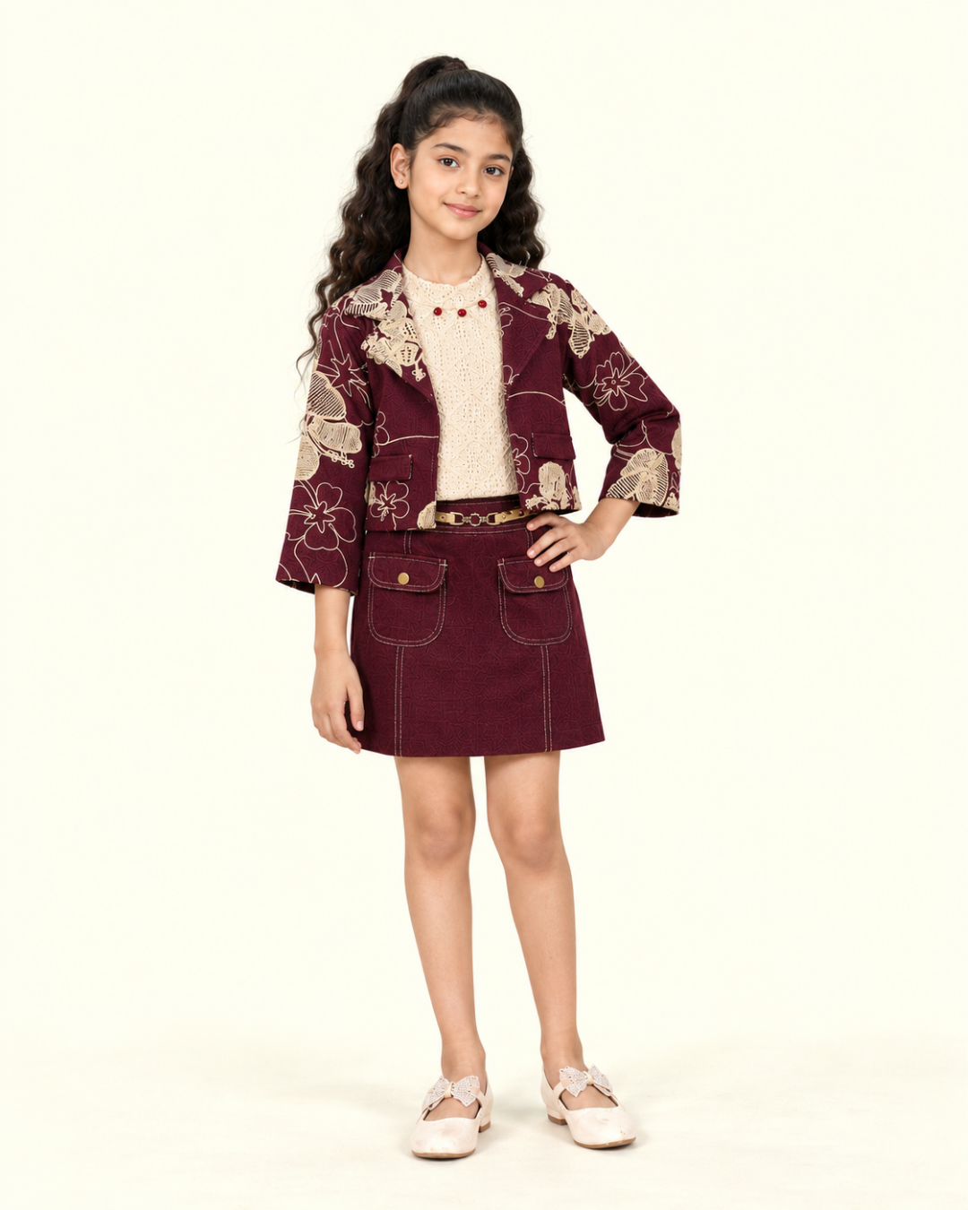 Burgundy Rebel Jacket Set  6185-b